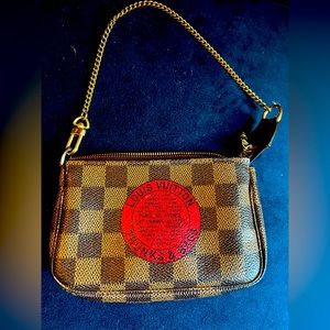 Authentic Louis Vuitton Damier Ebene Canvas Mini Pochette Bag, limited edition